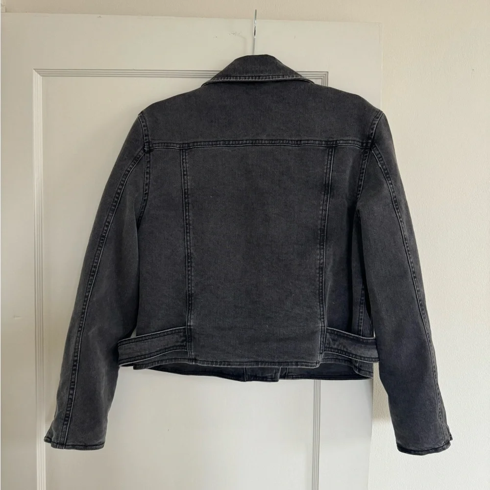 AllSaints Charcoal Gray Denim Biker Jacket - Picture 5 of 6